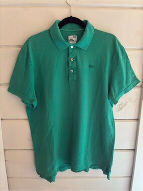 Lacoste Vintage Wash Teal Green Pique Short-Sleeve Polo